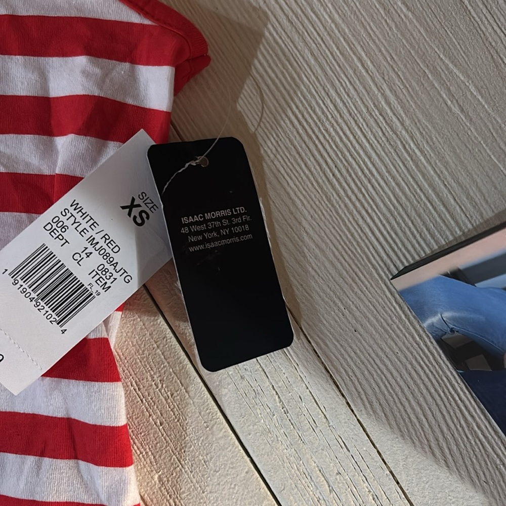Red and White Striped USA 🇺🇸 body suit & headband - Picture 2 of 3